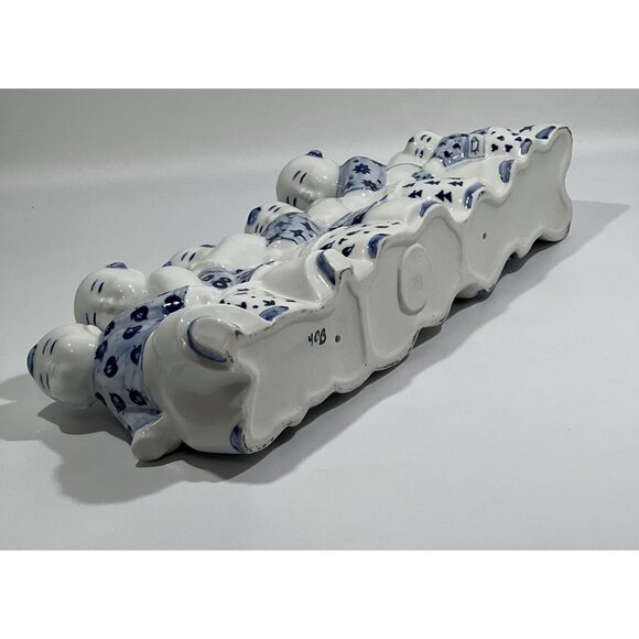 1998 Liu Qingyun Eagle and Chicks Game Blue and White China Sculpture - Picture 11 of 13